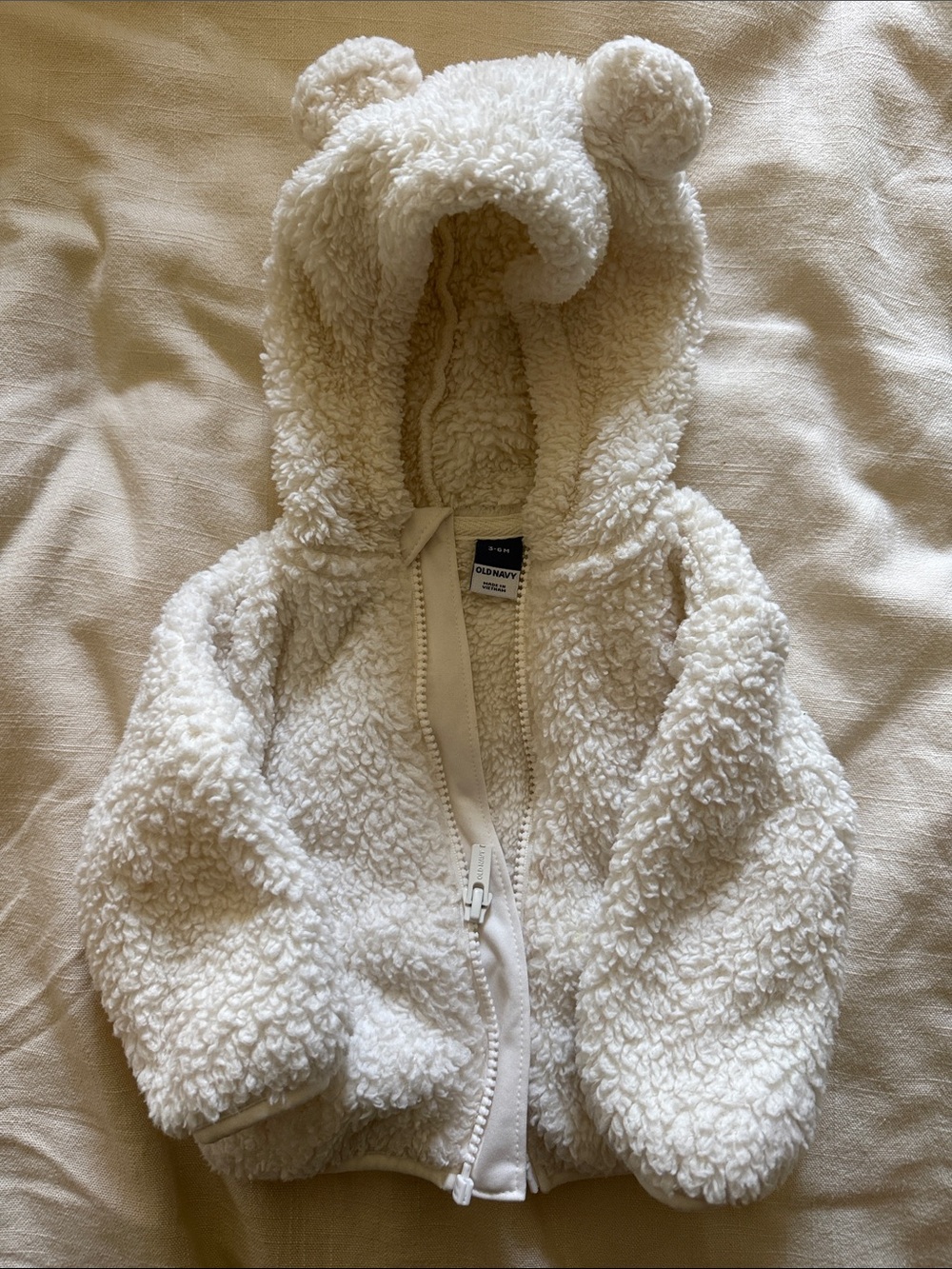 Old Navy Cream Sherpa Hoodie with Bear Ears 3-6M